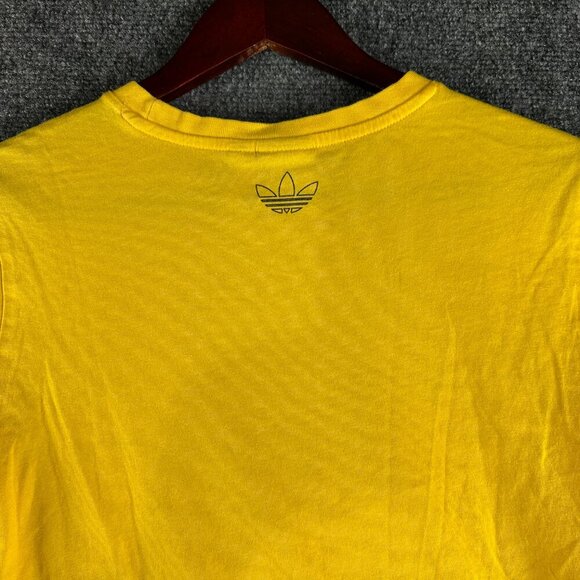 Adidas Tee Shirt Boys Large Yellow Cotton Short Sleeve Logo Crew Neck - Picture 7 of 7